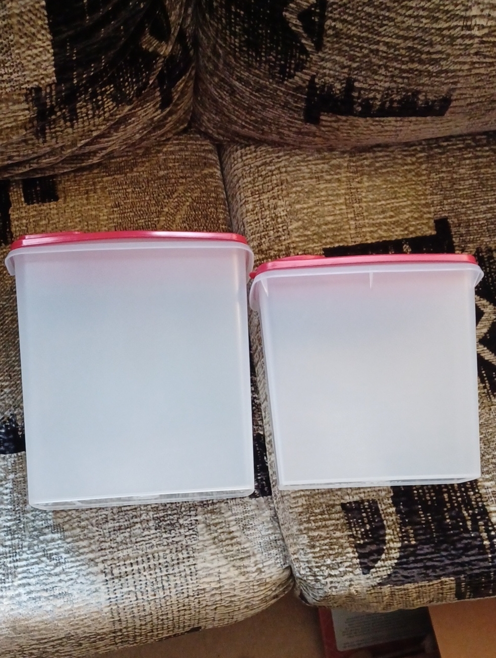 2/$50 Tupperware Rectangular Containers with Red Flip Top Lids - Set of 2